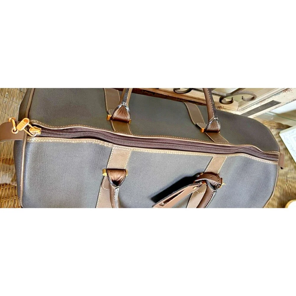 Dunhill Boston Weekender Bag Brown Leather & Coated Canvas Dunhill Lock/Key Tag